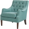 Madison Park Qwen Upholstered Accent Chair with Solid Wood Legs, Button Tufted, Round Arms, Removable Seat Cushion, Transtional, Pipped Padded Cushion Seat Bedroom Lounge Comfy for Reading, Navy(Teal)