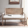 Madison Park Willshire Natural Rattan Settee, Upholstered Seat – Charming Country Design, Rustic Reclaimed Wood Finish, Ratan Insert Backrest & Padded Arm Rest, 47.25″ Wide Beige/Reclaimed Natural