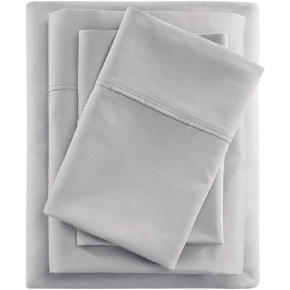 image:imageMadison Park 600 TC Cooling Cotton Blend Solid Bed Sheet Set with 16 Inch Deep Pocket All Season Soft BeddingSet Matching Pillow Case Full Blue 4 PieceGrey
