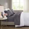 Madison Park 600 TC Cooling Cotton Blend Solid Bed Sheet Set with 16 Inch Deep Pocket, All Season, Soft Bedding-Set, Matching Pillow Case, Full, Blue, 4 Piece(Charcoal)