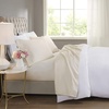 Madison Park 600 TC Cooling Cotton Blend Solid Bed Sheet Set with 16 Inch Deep Pocket, All Season, Soft Bedding-Set, Matching Pillow Case, Full, Blue, 4 Piece(Ivory)