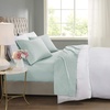 Madison Park 600 TC Cooling Cotton Blend Solid Bed Sheet Set with 16 Inch Deep Pocket, All Season, Soft Bedding-Set, Matching Pillow Case, Full, Blue, 4 Piece(Seafoam)