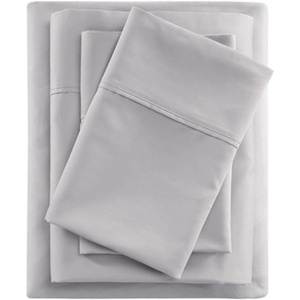Madison Park 600 TC Cooling Cotton Blend Solid Bed Sheet Set with 16 Inch Deep Pocket, All Season, Soft Bedding-Set, Matching Pillow Case, Full, Blue, 4 Piece(Grey)