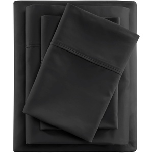 Madison Park 600 TC Cooling Cotton Blend Solid Bed Sheet Set with 16 Inch Deep Pocket, All Season, Soft Bedding-Set, Matching Pillow Case, Full, Blue, 4 Piece(Black)