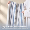 Madison Park Sutton Stripe 6 Piece Cotton Bath Towel Set, Soft Clay | 550 GSM Cotton, Tonal Stripe Jacquard, Quick Dry Absorbent Guest Bathroom Beach Essentials, Housewarming Wedding Gift(Blue)