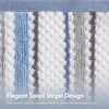 Madison Park Sutton Stripe 6 Piece Cotton Bath Towel Set, Soft Clay | 550 GSM Cotton, Tonal Stripe Jacquard, Quick Dry Absorbent Guest Bathroom Beach Essentials, Housewarming Wedding Gift(Blue)