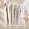 Madison Park Sutton Stripe 6 Piece Cotton Bath Towel Set, Soft Clay | 550 GSM Cotton, Tonal Stripe Jacquard, Quick Dry Absorbent Guest Bathroom Beach Essentials, Housewarming Wedding Gift(Neutral)