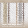 Madison Park Sutton Stripe 6 Piece Cotton Bath Towel Set, Soft Clay | 550 GSM Cotton, Tonal Stripe Jacquard, Quick Dry Absorbent Guest Bathroom Beach Essentials, Housewarming Wedding Gift(Neutral)