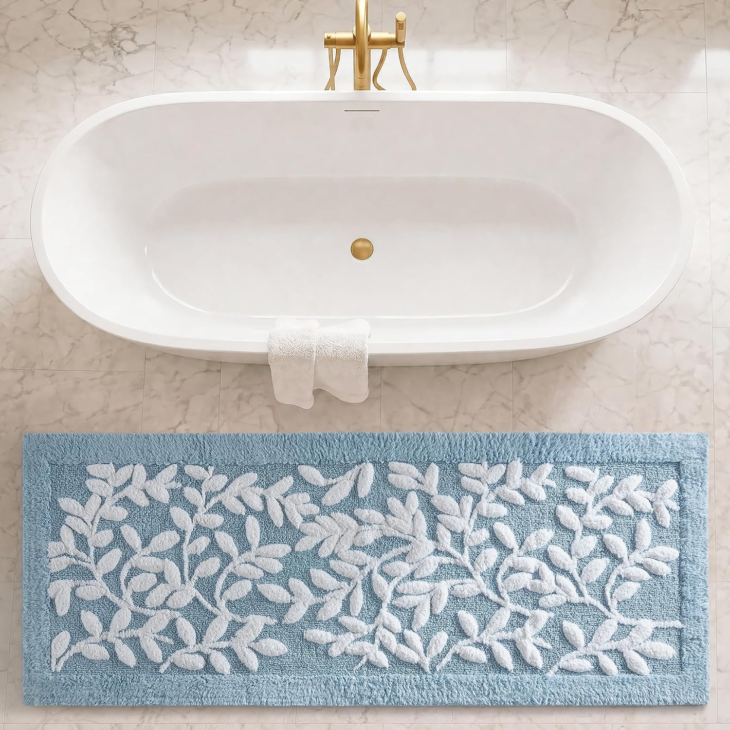 image:imageMadison Park Serene Tufted Bath Rug Cotton Absorbent 21 x 34 Sage GreenBlue