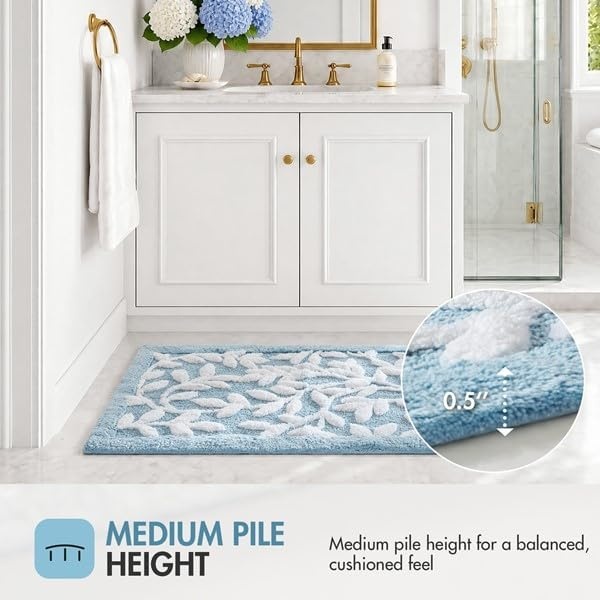 image:imageMadison Park Serene Tufted Bath Rug Cotton Absorbent 21 x 34 Sage GreenBlue