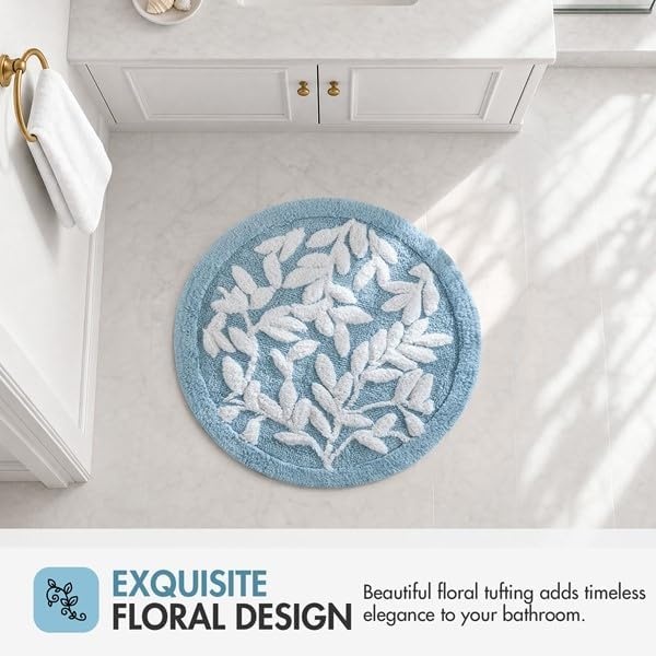 image:imageMadison Park Serene Tufted Bath Rug Cotton Absorbent 21 x 34 Sage GreenBlue