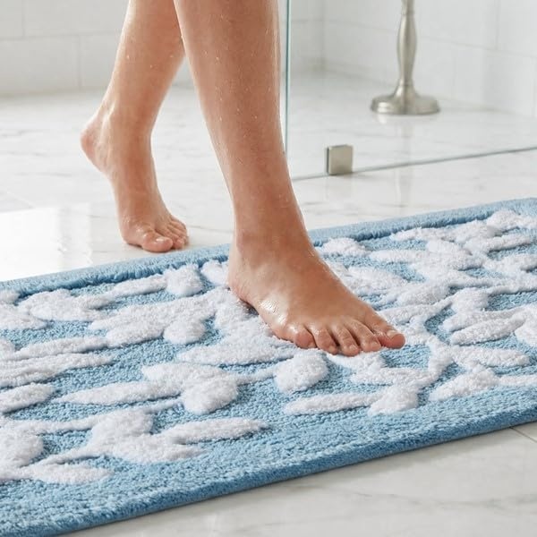 image:imageMadison Park Serene Tufted Bath Rug Cotton Absorbent 21 x 34 Sage GreenBlue