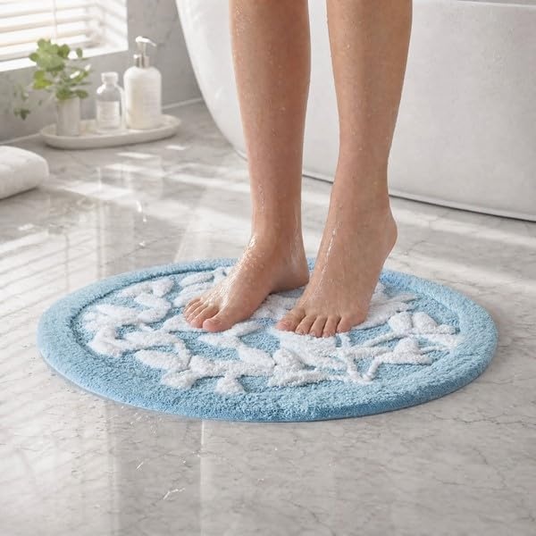 image:imageMadison Park Serene Tufted Bath Rug Cotton Absorbent 21 x 34 Sage GreenBlue