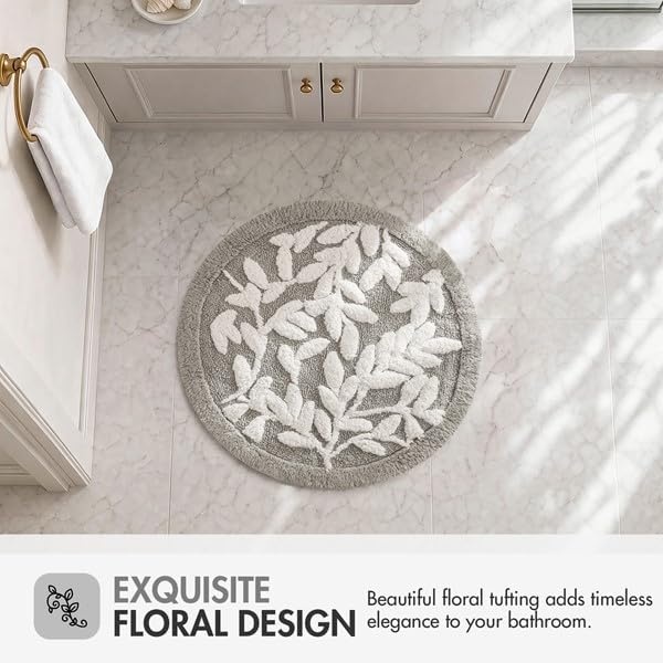 image:imageMadison Park Serene Tufted Bath Rug Cotton Absorbent 21 x 34 Sage GreenGrey