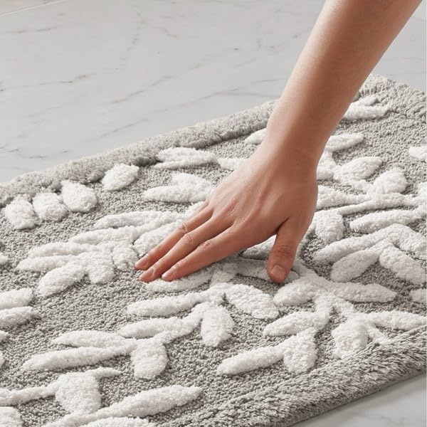 image:imageMadison Park Serene Tufted Bath Rug Cotton Absorbent 21 x 34 Sage GreenGrey