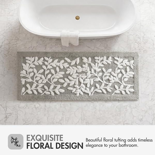 image:imageMadison Park Serene Tufted Bath Rug Cotton Absorbent 21 x 34 Sage GreenGrey