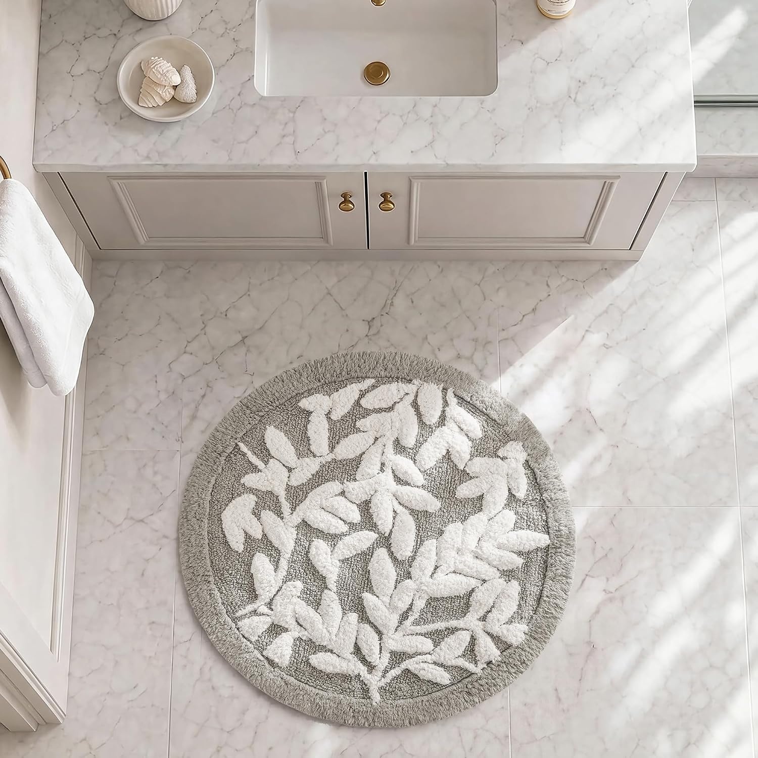 image:imageMadison Park Serene Tufted Bath Rug Cotton Absorbent 21 x 34 Sage GreenGrey