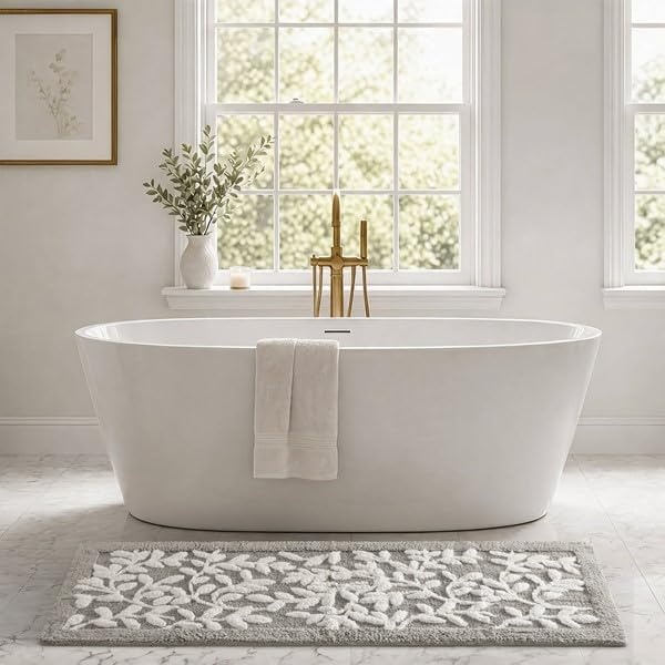 image:imageMadison Park Serene Tufted Bath Rug Cotton Absorbent 21 x 34 Sage GreenGrey