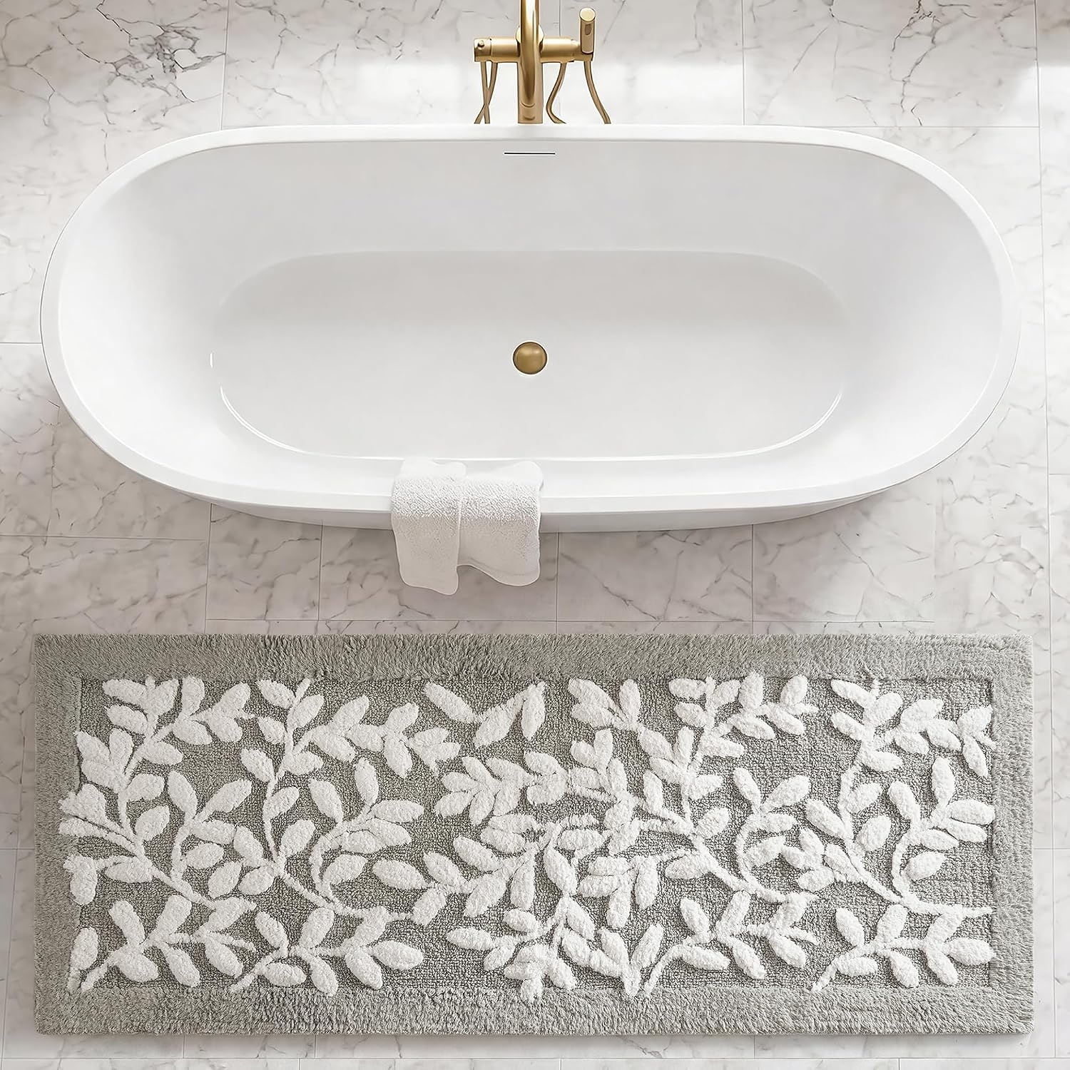 image:imageMadison Park Serene Tufted Bath Rug Cotton Absorbent 21 x 34 Sage GreenGrey