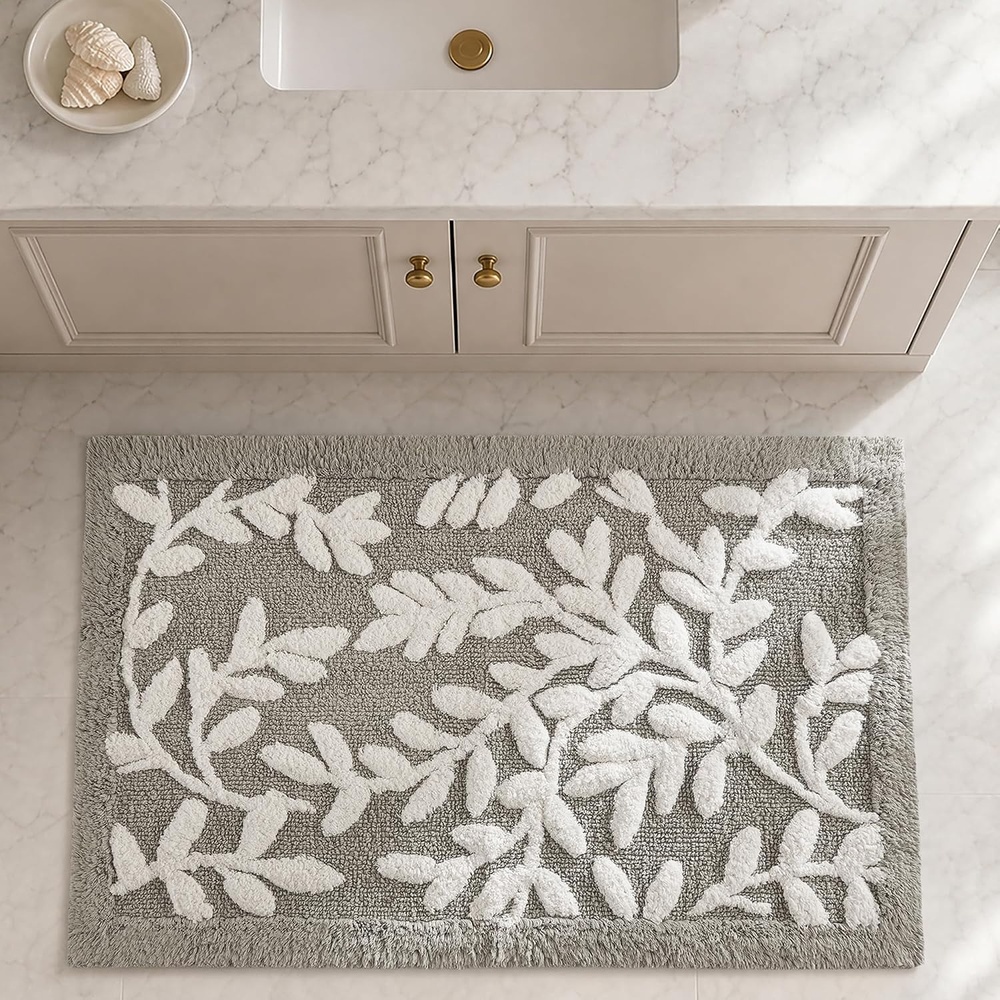 image:imageMadison Park Serene Tufted Bath Rug Cotton Absorbent 21 x 34 Sage GreenGrey