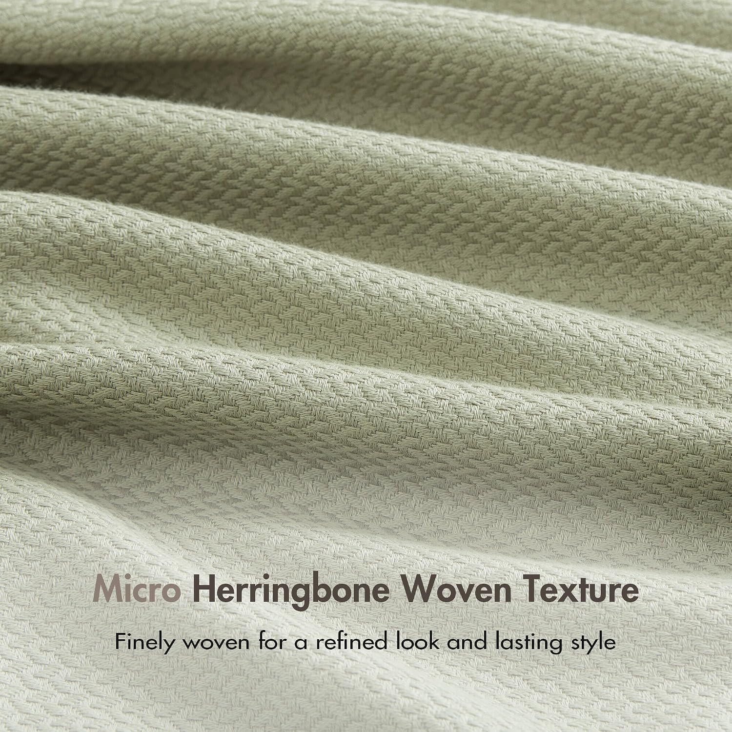 image:imageMadison Park 100 Egyptian Cotton FullQueen Bed Blanket for Summer GreyMicroherringbone Green