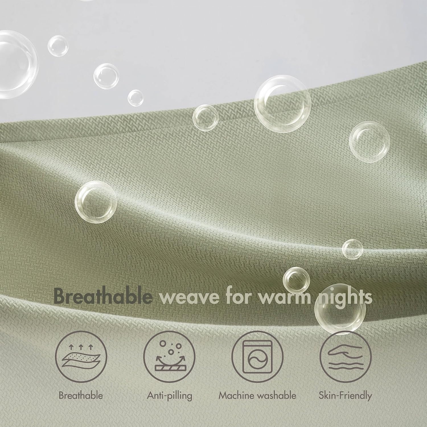 image:imageMadison Park 100 Egyptian Cotton FullQueen Bed Blanket for Summer GreyMicroherringbone Green