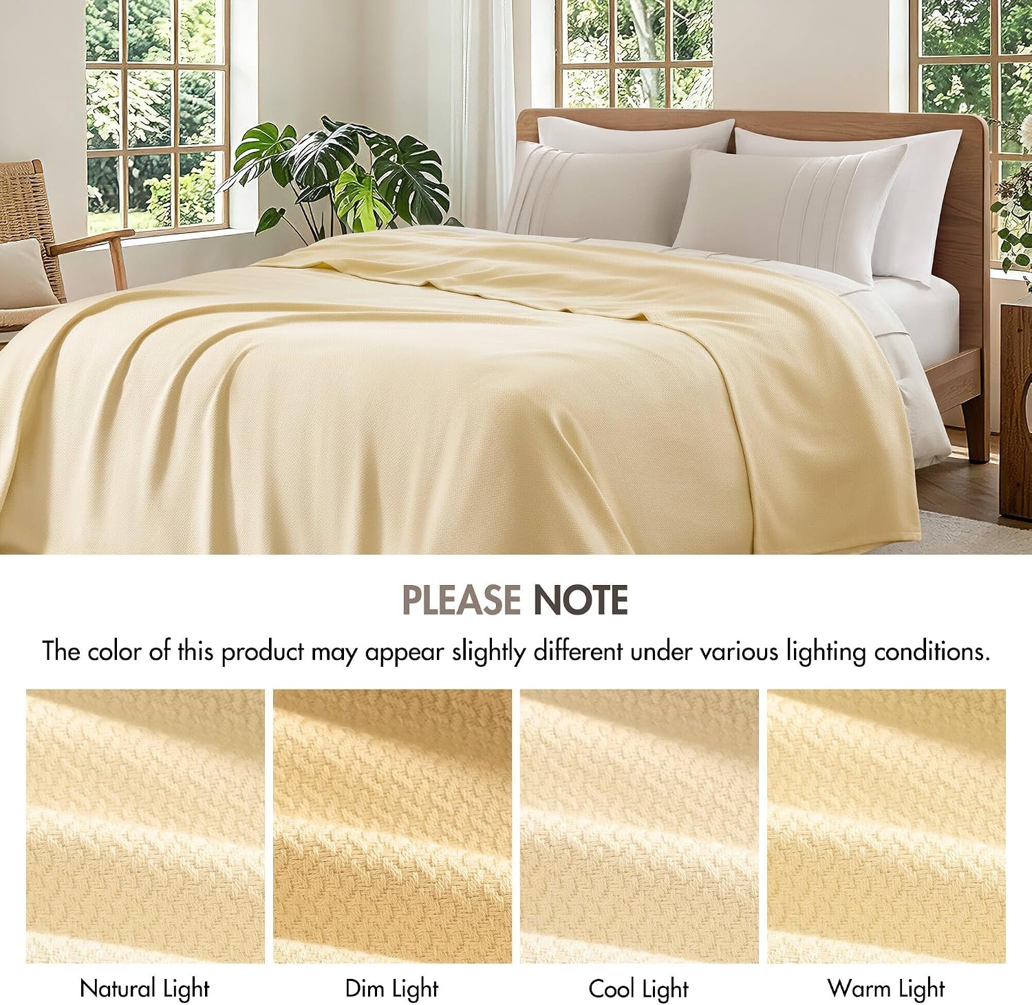 image:imageMadison Park 100 Egyptian Cotton FullQueen Bed Blanket for Summer GreyMicroherringbone Yellow