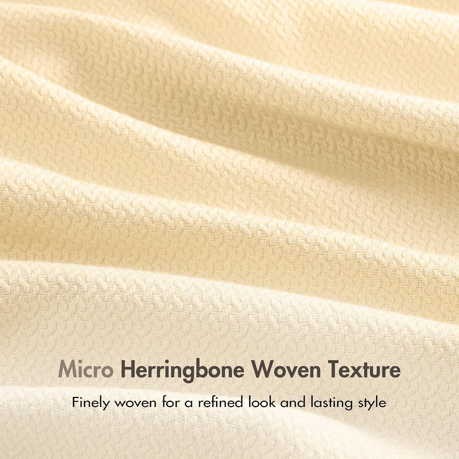 image:imageMadison Park 100 Egyptian Cotton FullQueen Bed Blanket for Summer GreyMicroherringbone Yellow