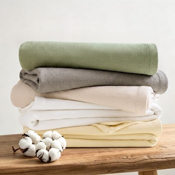 image:imageMadison Park 100 Egyptian Cotton FullQueen Bed Blanket for Summer GreyMicroherringbone Yellow