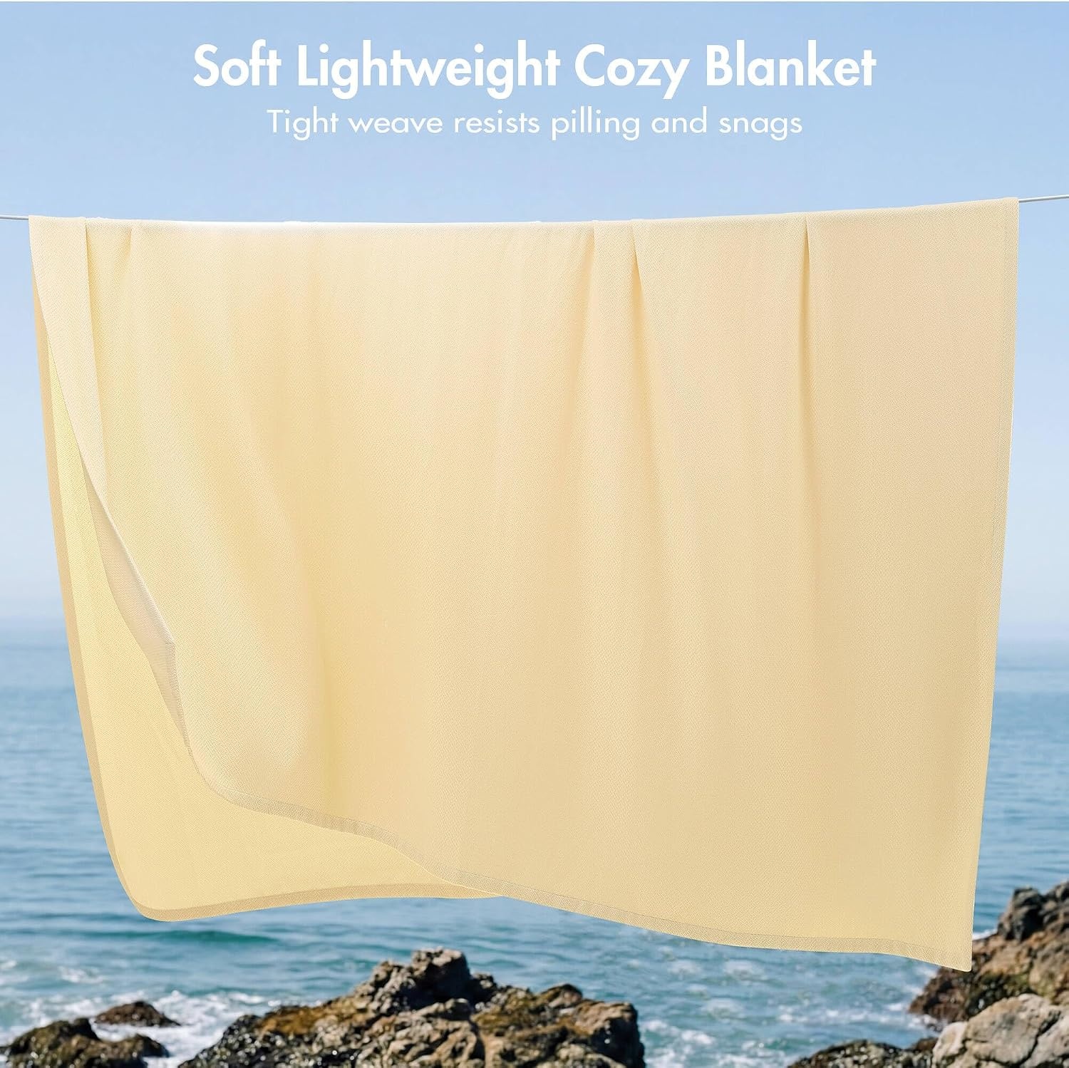 image:imageMadison Park 100 Egyptian Cotton FullQueen Bed Blanket for Summer GreyMicroherringbone Yellow