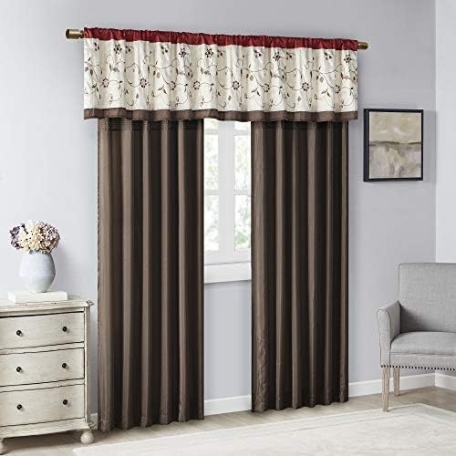 image:imageMadison Park Flora Embroidered Window Curtain Single Panel 50x84 RedRed