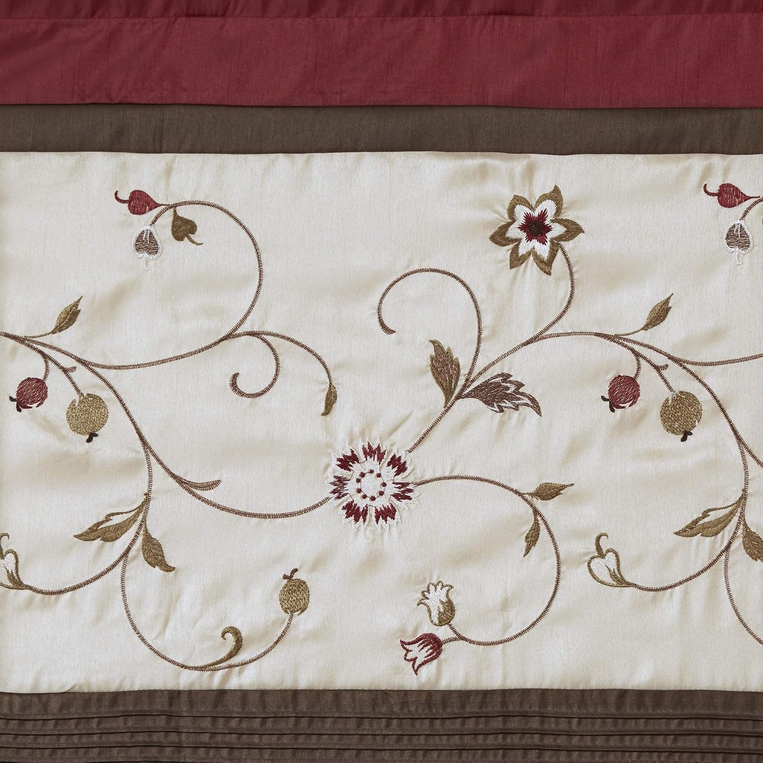 image:imageMadison Park Flora Embroidered Window Curtain Single Panel 50x84 RedRed