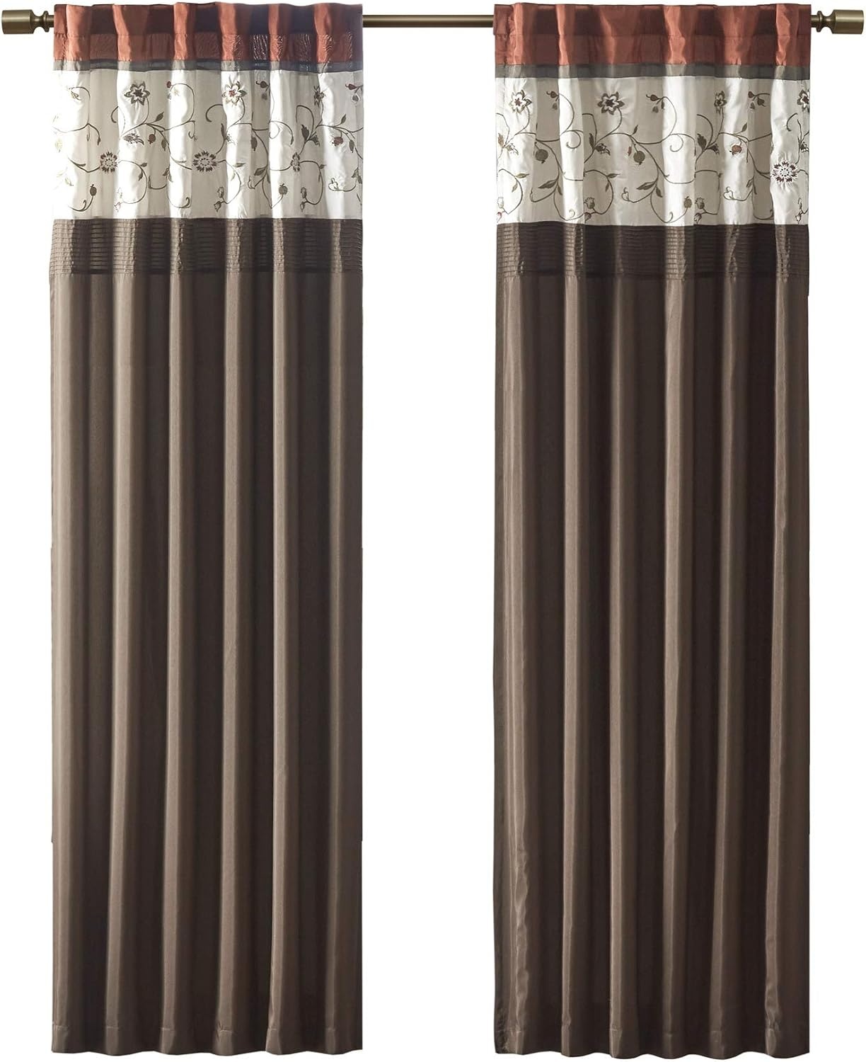 image:imageMadison Park Flora Embroidered Window Curtain Single Panel 50x84 RedSpice