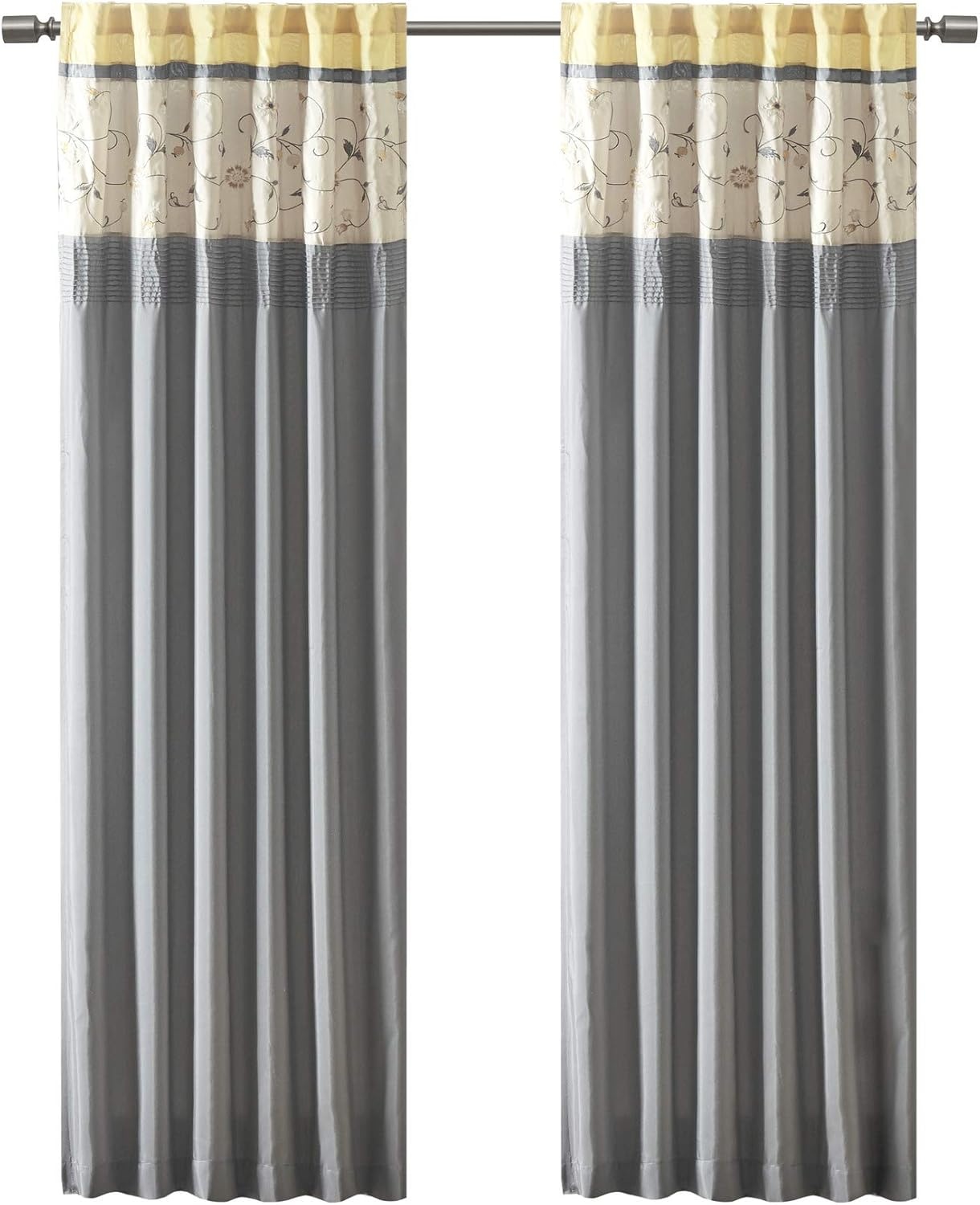 image:imageMadison Park Flora Embroidered Window Curtain Single Panel 50x84 RedYellow