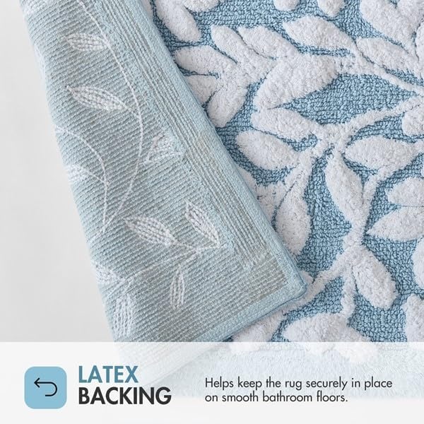 image:imageMadison Park Serene Tufted Textured Cotton Round Bath Rug 25 MushroomBlue
