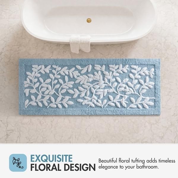 image:imageMadison Park Serene Tufted Textured Cotton Round Bath Rug 25 MushroomBlue