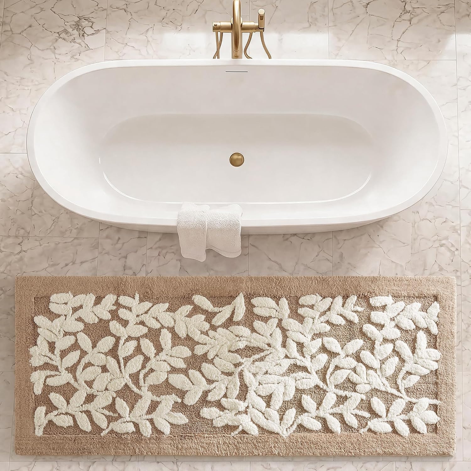 image:imageMadison Park Serene Tufted Textured Cotton Round Bath Rug 25 MushroomMushroom