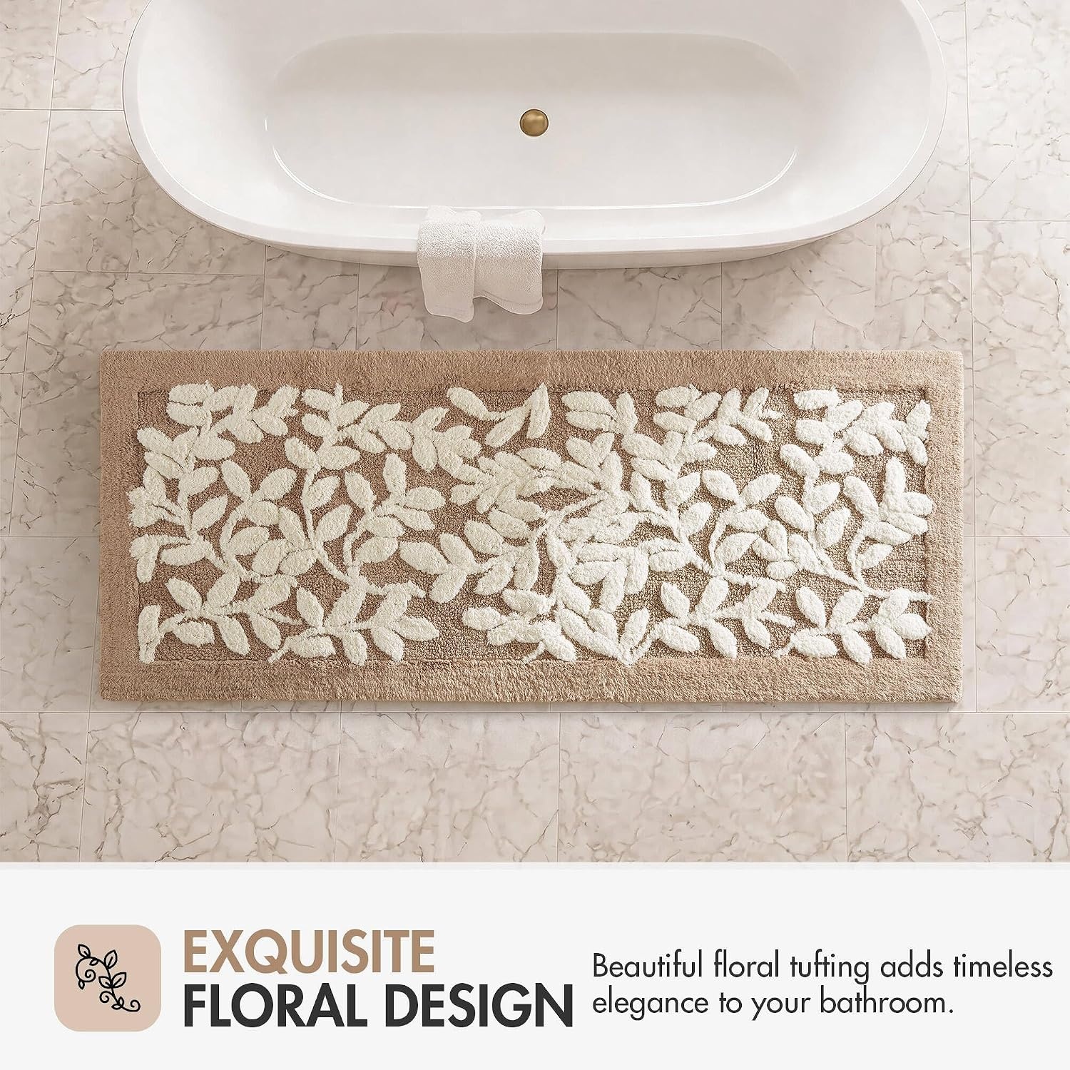 image:imageMadison Park Serene Tufted Textured Cotton Round Bath Rug 25 MushroomMushroom