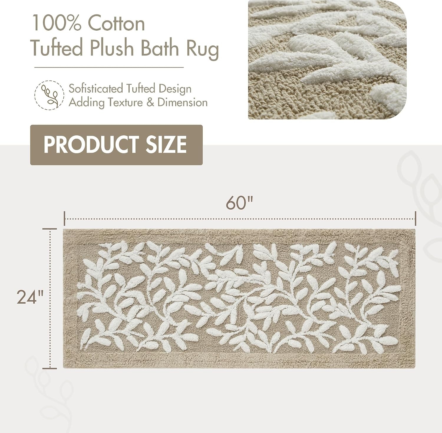 image:imageMadison Park Serene Tufted Textured Cotton Round Bath Rug 25 MushroomNatural