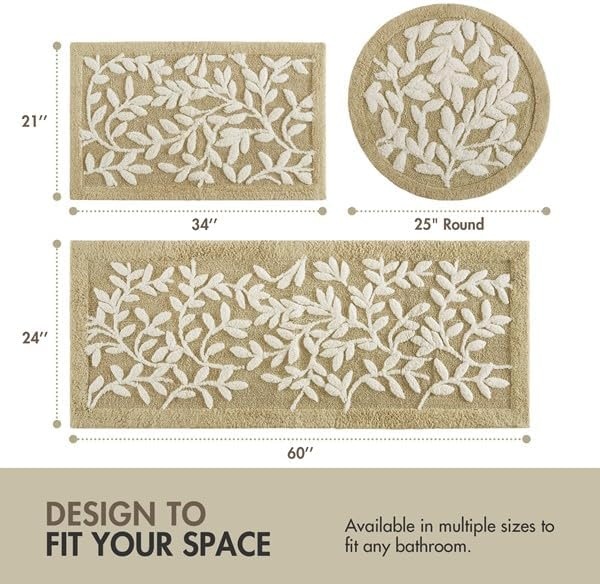 image:imageMadison Park Serene Tufted Textured Cotton Round Bath Rug 25 MushroomNatural