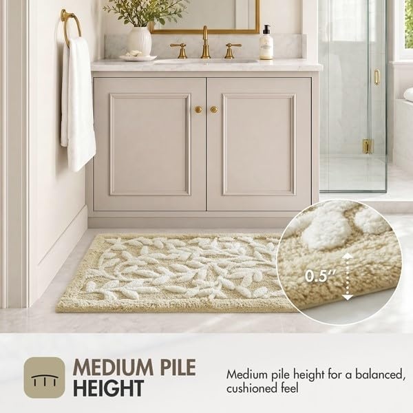 image:imageMadison Park Serene Tufted Textured Cotton Round Bath Rug 25 MushroomNatural