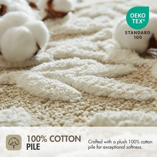 image:imageMadison Park Serene Tufted Textured Cotton Round Bath Rug 25 MushroomNatural