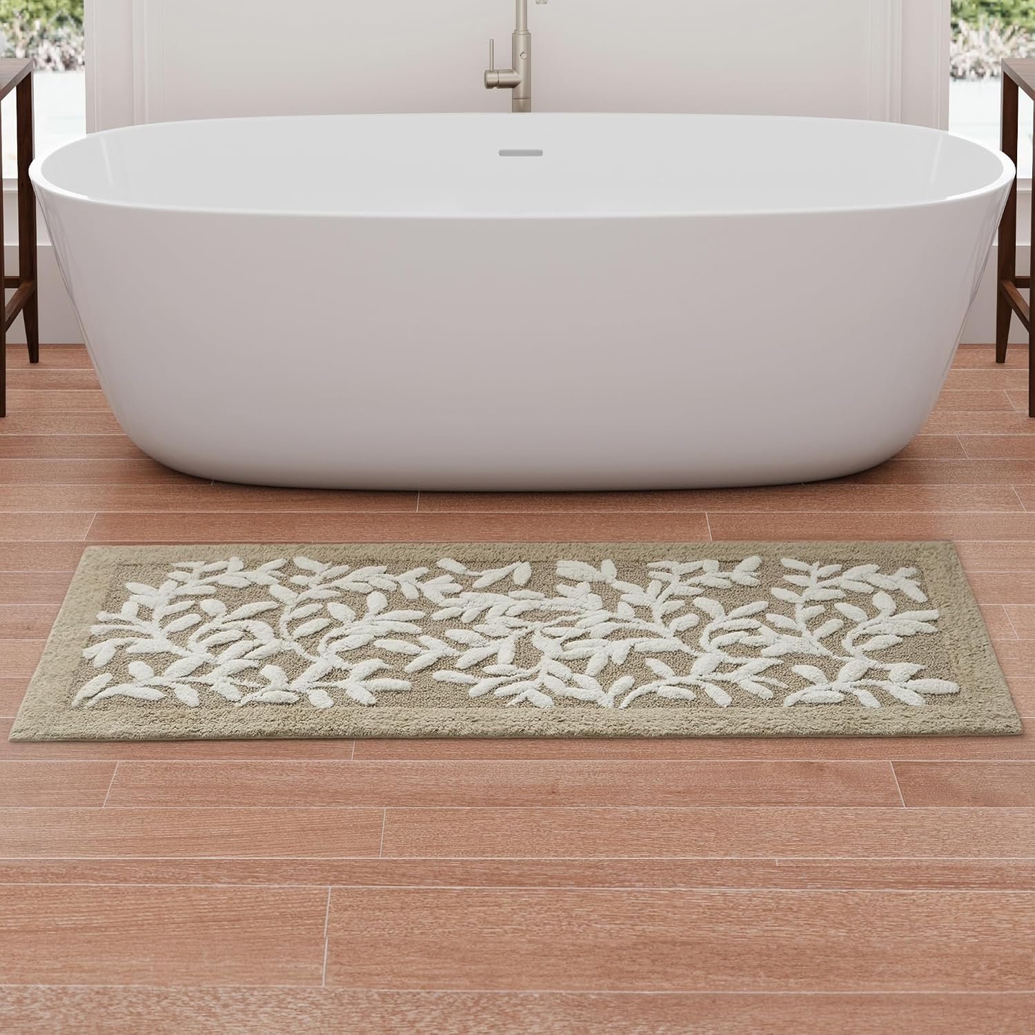 image:imageMadison Park Serene Tufted Textured Cotton Round Bath Rug 25 MushroomNatural