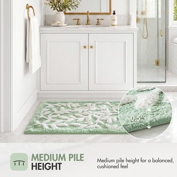 image:imageMadison Park Serene Tufted Textured Cotton Round Bath Rug 25 MushroomSage Green