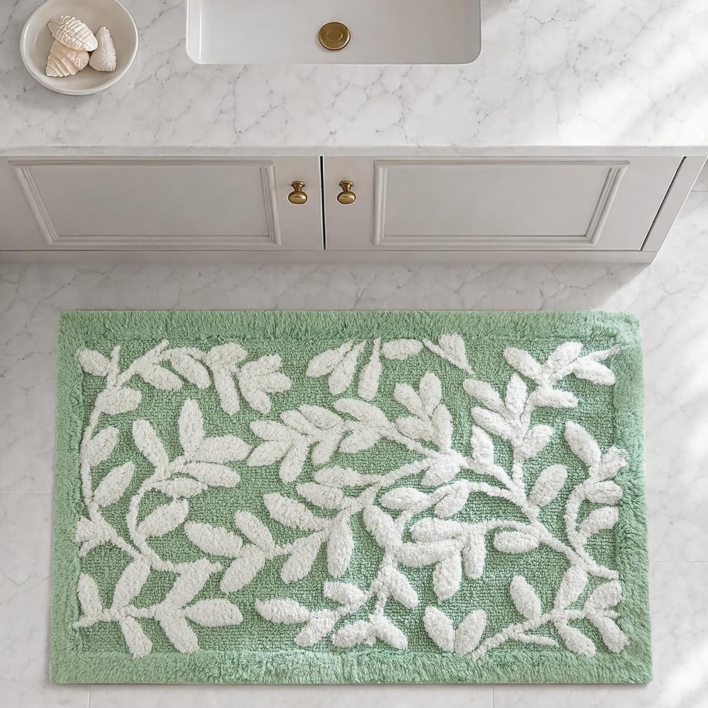 image:imageMadison Park Serene Tufted Textured Cotton Round Bath Rug 25 MushroomSage Green