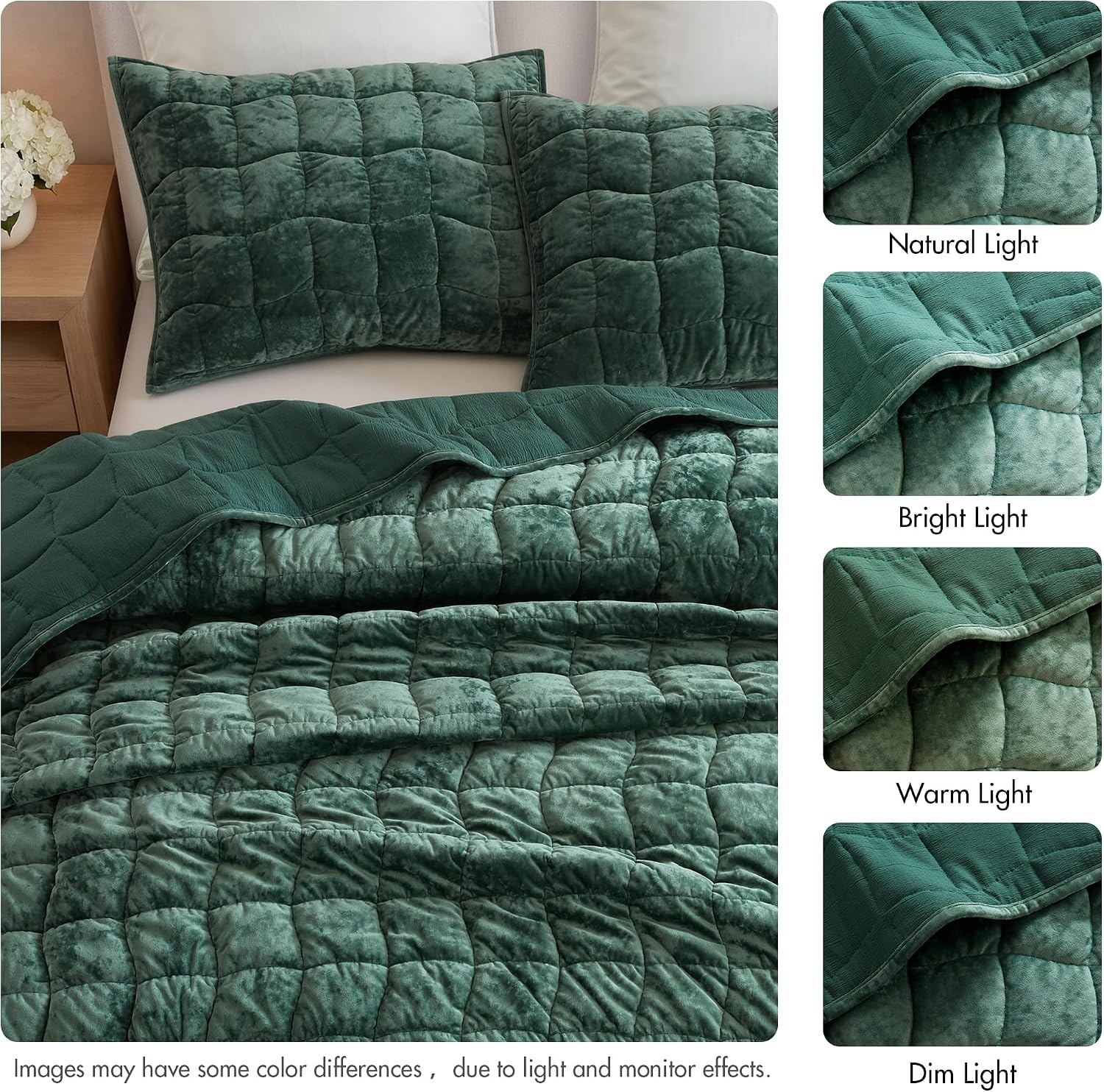 image:imageMadison Park Velvet Quilt Set WaterWashed Softness FullQueen GreenGreen