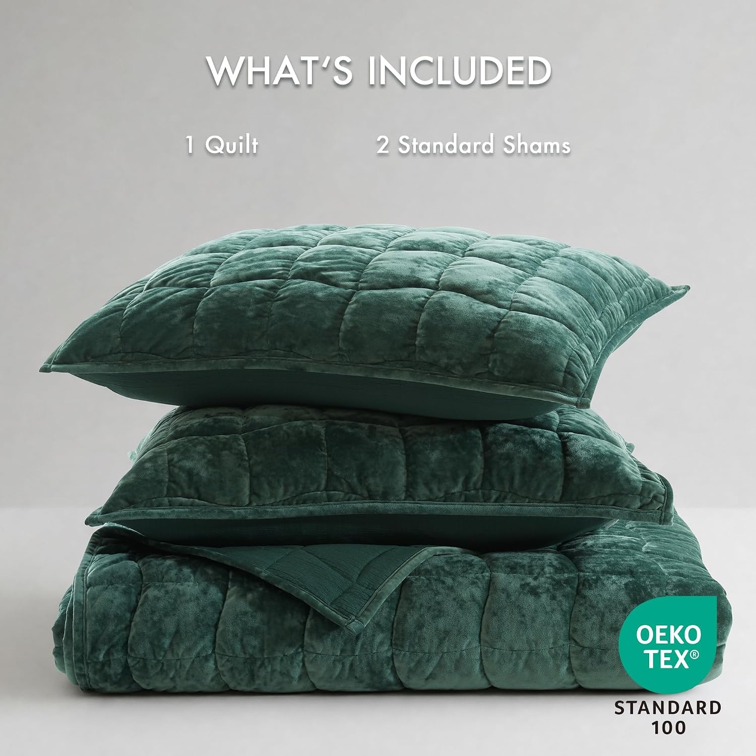 image:imageMadison Park Velvet Quilt Set WaterWashed Softness FullQueen GreenGreen