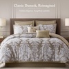 Madison Park Chenille Jacquard Damask Queen Comforter Set Teal, 8pc(Tan)