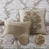 Madison Park Chenille Jacquard Damask Queen Comforter Set Teal, 8pc(Tan)