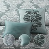 Madison Park Chenille Jacquard Damask Queen Comforter Set Teal, 8pc(Teal)